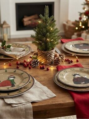 Sakura Stoneware Salad/Dessert Plates Set - Green, Red, Cream set of four